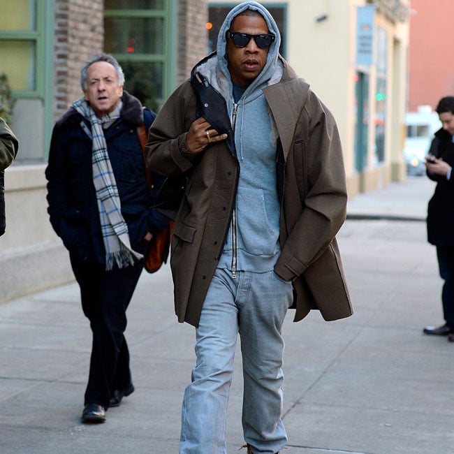 Jay Z strolls through SoHo with an alligator skin backpack