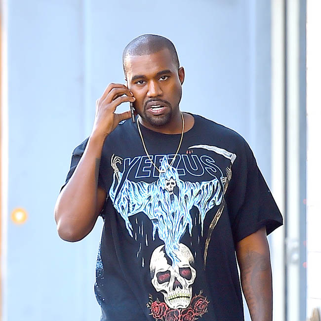 Kanye West heads to lunch at Laurel Hardware in West Hollywood wearing a Yeezus shirt