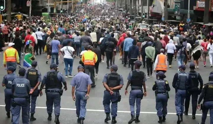Thousands of anti-migrant protesters march in South Africa amid heavy police presence