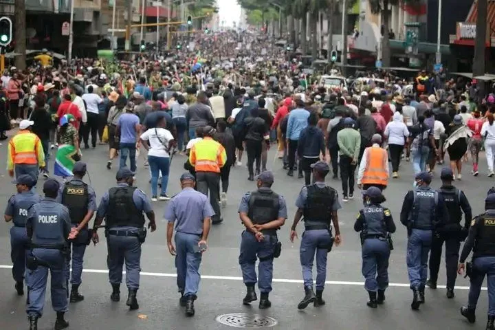 Thousands of anti-migrant protesters march in South Africa amid heavy police presence