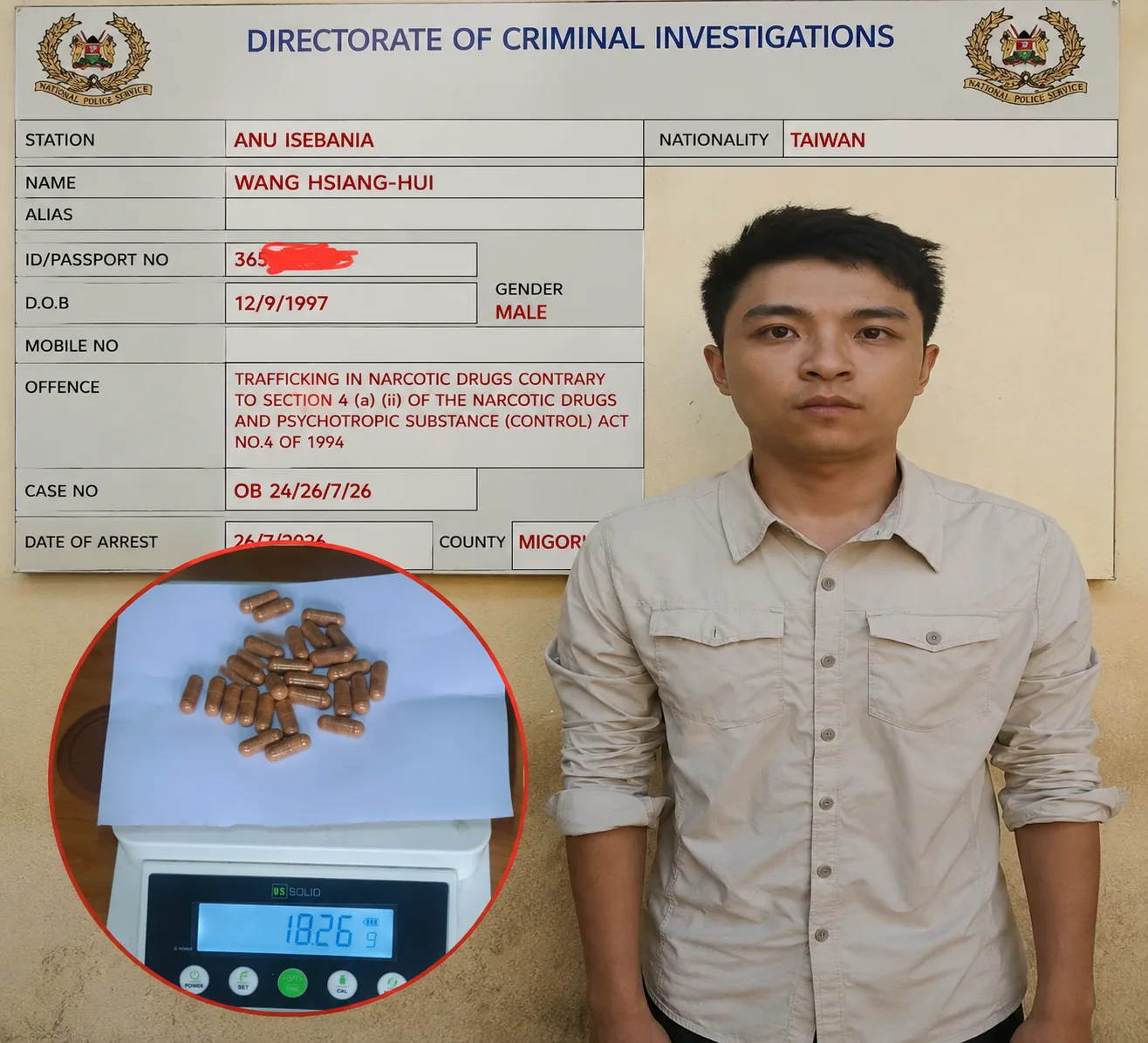 Taiwanese man held after K9 detects heroin at Kenya-Tanzania border
