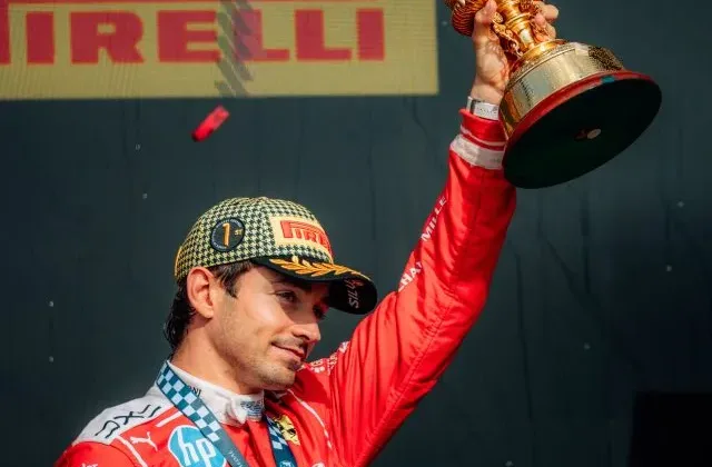 Leclerc wins dramatic race from Russell and Hamilton
