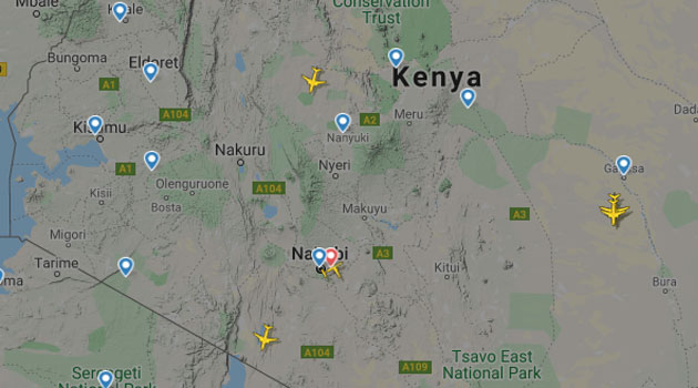 Traffic in Kenyan airspace falls drastically ahead of Wednesday ban on international flights
