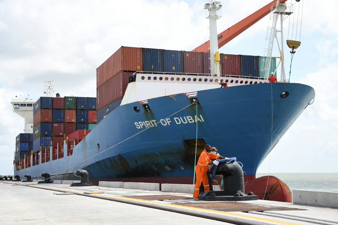 French-owned MV Spirit of Dubai Docks at Lamu Port