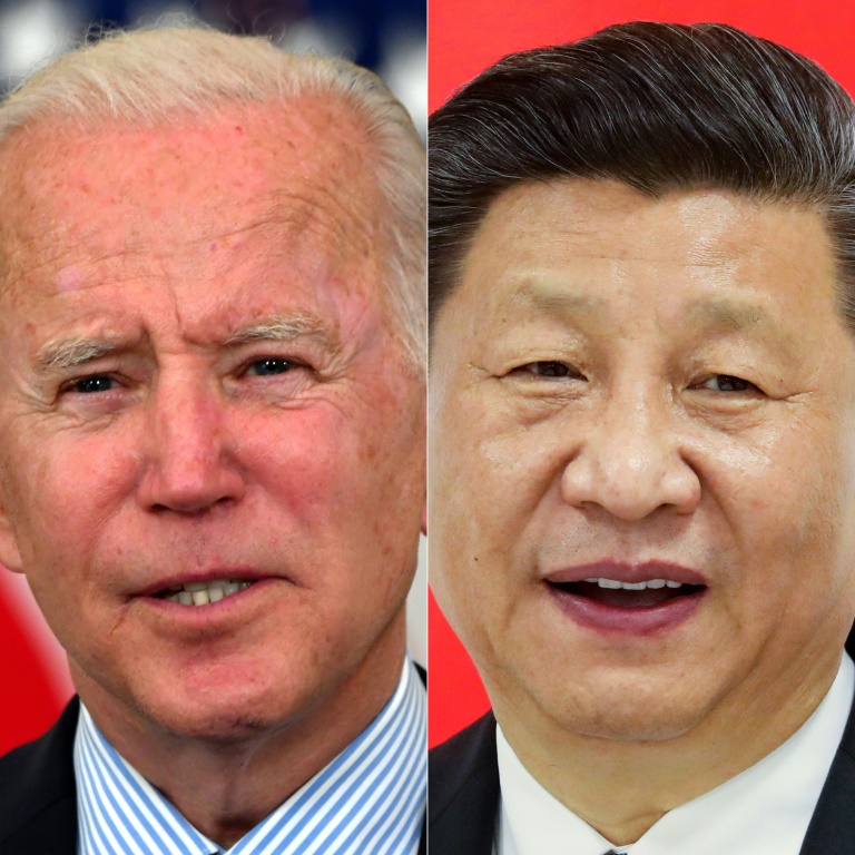 Chinese President Xi Jinping speaks with U.S. President Joe Biden on the phone