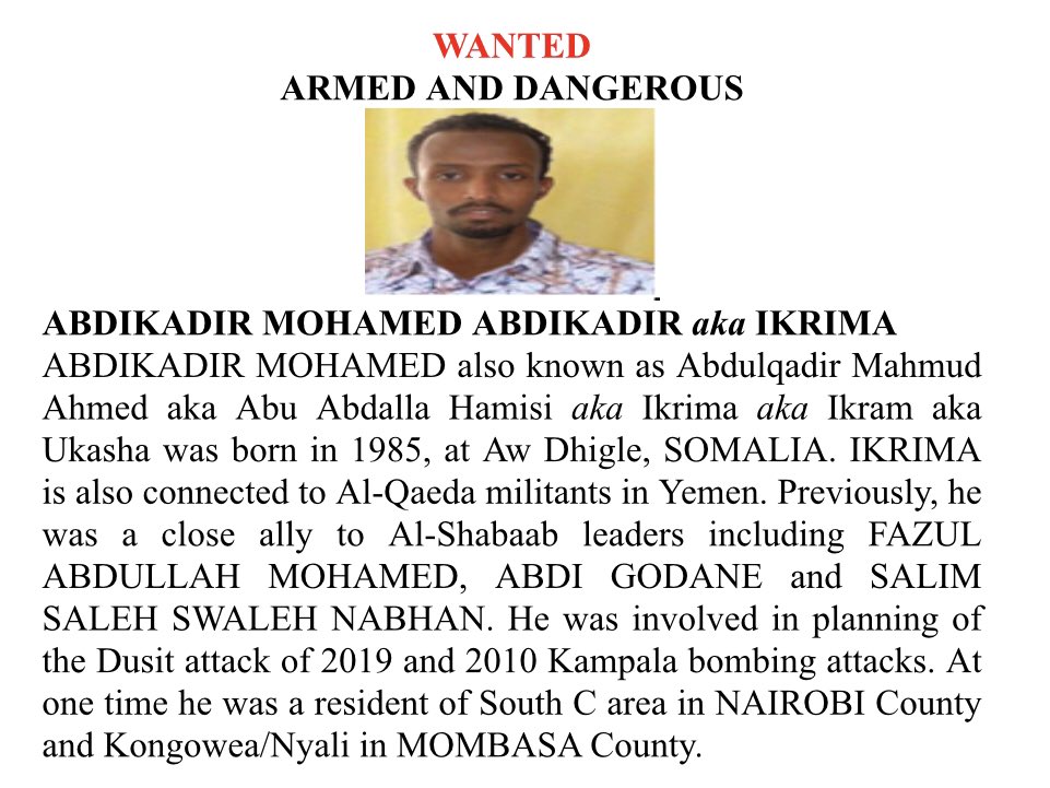 DCI issues ‘wanted’ public notice for 8 terror suspects