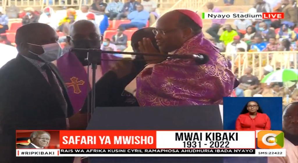 Forgive him, Archbishop Muheria pleads for man who disrupted Kibaki’s funeral Mass