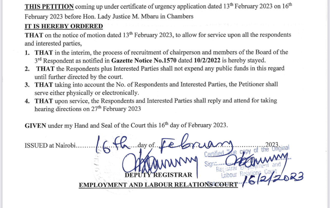 Court halts MCK Board recruitment after petitioner cited NMG employees’ ‘conflict’