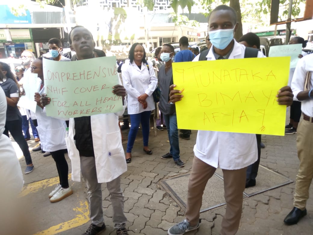 KMPDU medics in Nairobi hold protest on NHIF cover