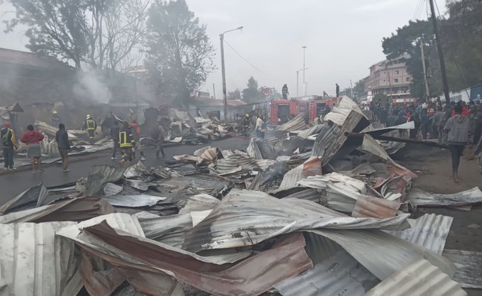 Traders at Mutindwa Market counting losses after fire razes structures