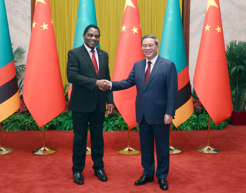 Chinese premier meets with Zambian president