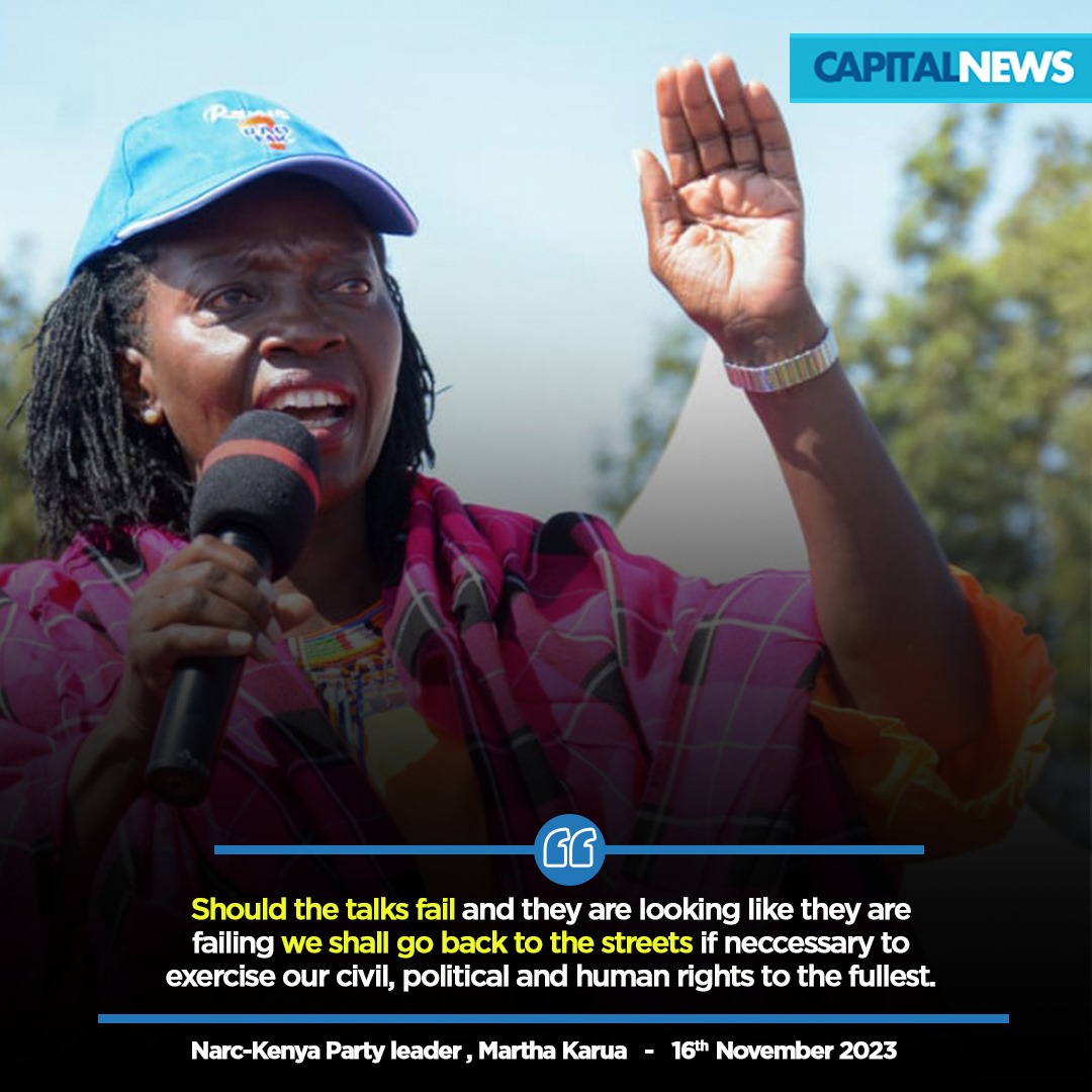 Karua says Narc Kenya to go to the streets should bipartisan talks fail