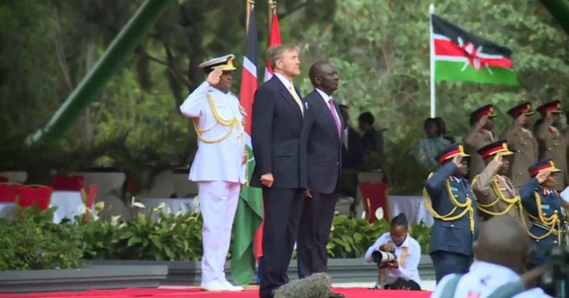 Dutch King Willem-Alexander accorded 21-gun salute in formal reception at State House, Nairobi