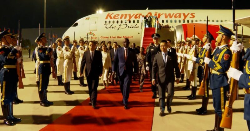 President Ruto lands in Beijing ahead of 3-day State Visit