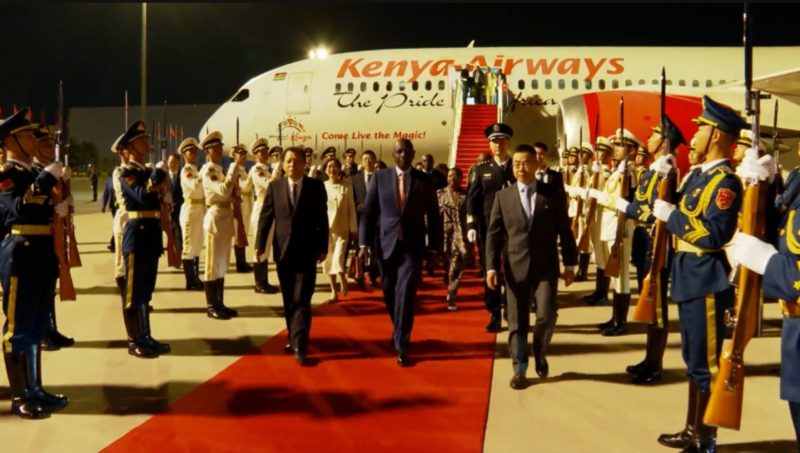 President Ruto lands in Beijing ahead of 3-day State Visit