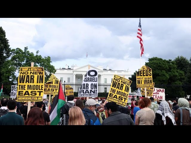 (WATCH) ‘No war in the Middle East!’ – Protesters rally outside White House as Iran-Israel attacks continue