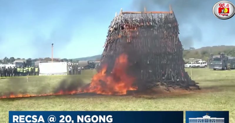 (WATCH) President Ruto destroys 7,000 illegal firearms in Ngong, vows tough action on small arms