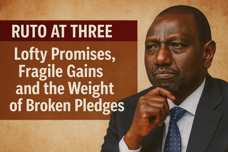 Ruto at Three: Lofty Promises, Fragile Gains and the Weight of Broken Pledges