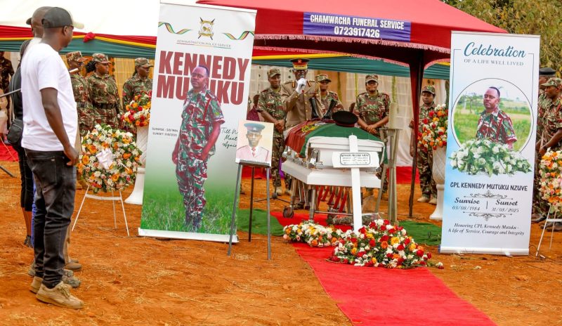 Fallen Kenyan officer Kennedy Nzuve laid to rest in Machakos