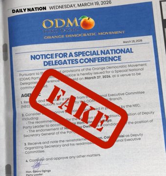 ODM Dismisses Viral Notice as Fake, Warns Against Misinformation