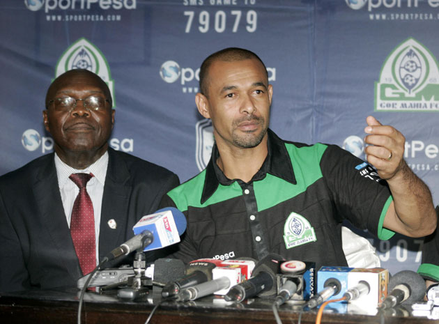 Newly appointed Gor Mahia head coach José Marcelo Ferreira addressing the media after being unveiled by club chairman Ambrose Rachier on Tuesday, March 15.PHOTO/ Raymond Makhaya