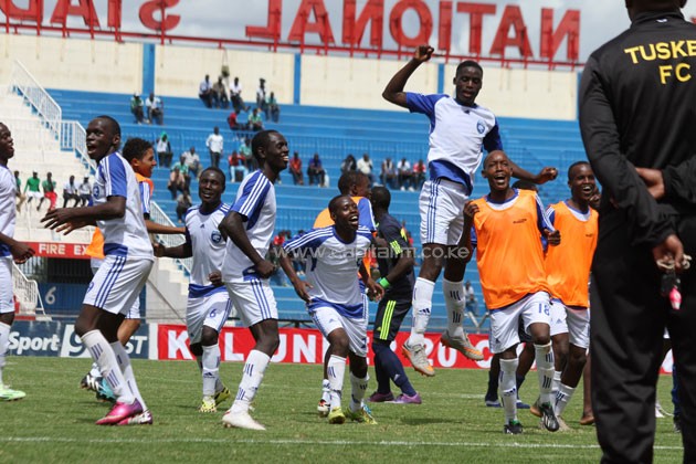 AFC Leopards U-20 players celebrating after winning against rivals Gor Mahia youth side.PHOTO/Timothy Olobulu