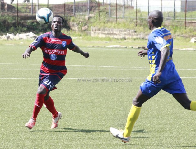 AFC Leopards midfielder Bernard Ongoma (left) attempts to win the ball under pressure from Western Stima's Fred Nyarombo/ PHOTO-Courtesy