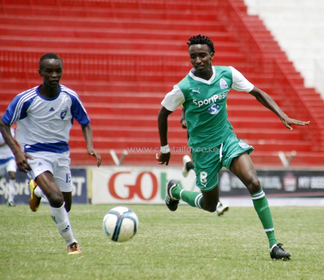 Gor Mahia's Joseph Waruinge in action against AFC Leopards in a KPL U-20 opener.PHOTO/Raymond Makhaya