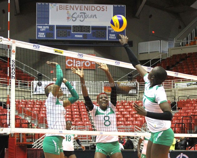 Malkia Strikers players training ahead of their opener match against Colombia in the World Olympic Qualifier. PHOTO/KVF.
