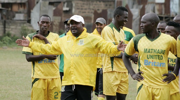 Mathare United head coach Francis Kimanzi in training.PHOTO/Raymond Makhaya