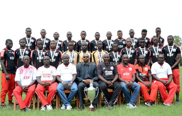 Ulinzi Stars junior pose fore a photo after being hosted to a luncheon by the team in Nakuru.PHOTO/Timothy Olobulu