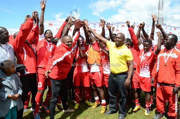 Ulinzi Stars players celebrate after winning the KPL U2-
