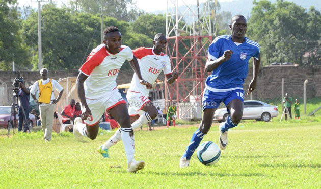 Ulinzi Stars' John Nairuka wheels away from City Stars' Arthur Museve.