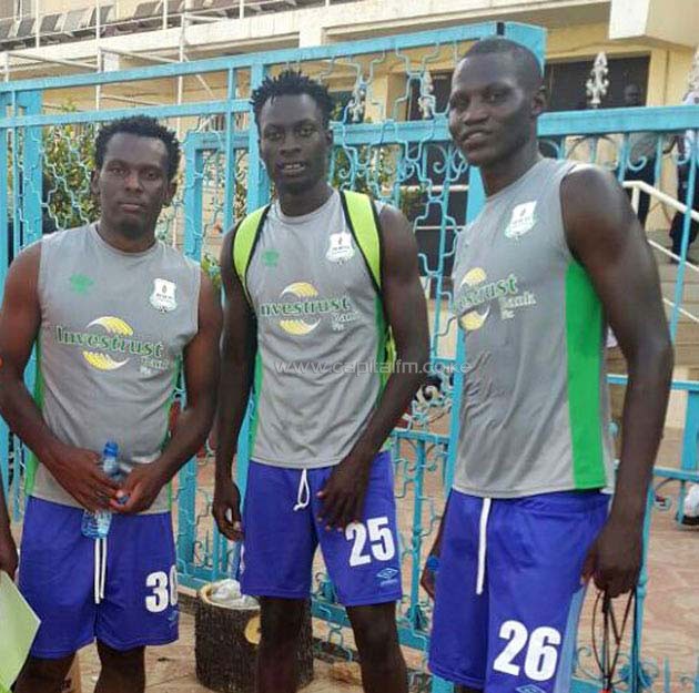 Kenya's Zesco United trio David 'Calabar' Owino (left), Jesse Were (center) and Anthony Teddy Akumu (right). PHOTO/courtesy