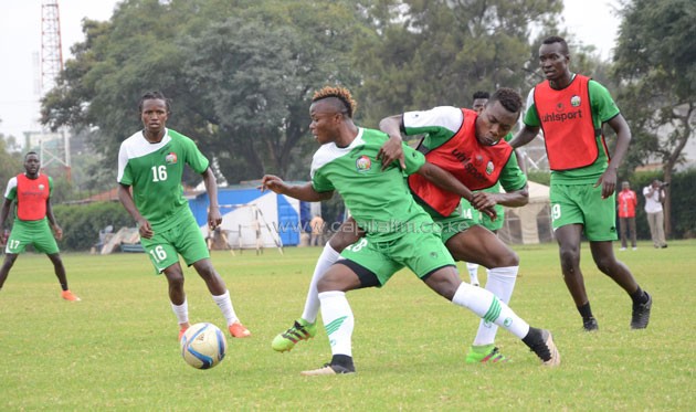 Harambee Stars winger Ayub Timbe in action during training.PHOTO/Timothy Olobulu.