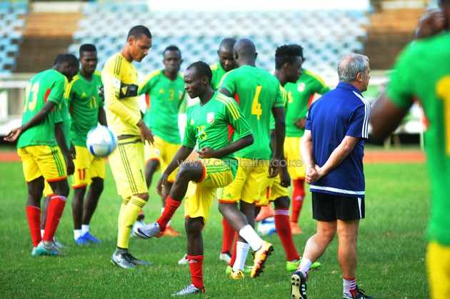 Congo team training at Kasarani ahead of the 2017 AFCON qualifier.PHOTO/Raymond Makhaya.