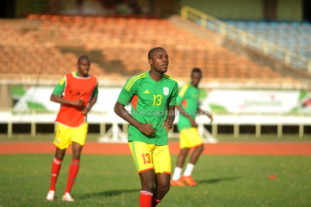 Congo star player Thievy Bifuoma in training at Kasarani Stadium ahead of the AFCON qualifier clash against Harambee Stars.PHOTO/Raymond Makhaya.