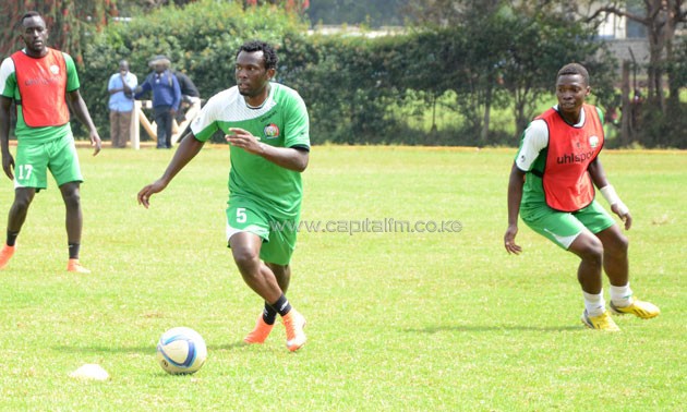 Harambee Stars defender David 'Calabar' Owino during training.PHOTO/Timothy Olobulu.