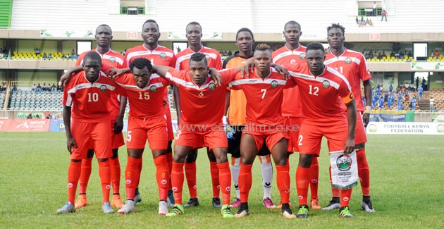 Harambee Stars starting line up. PHOTO/FILE.