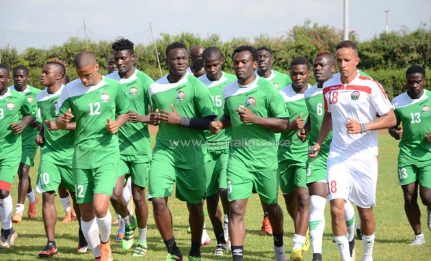 Harambee Stars squad training at Utali Ground on Thursday ahead of their AFCON qualifier against Congo.PHOTO/Timothy Olobulu.