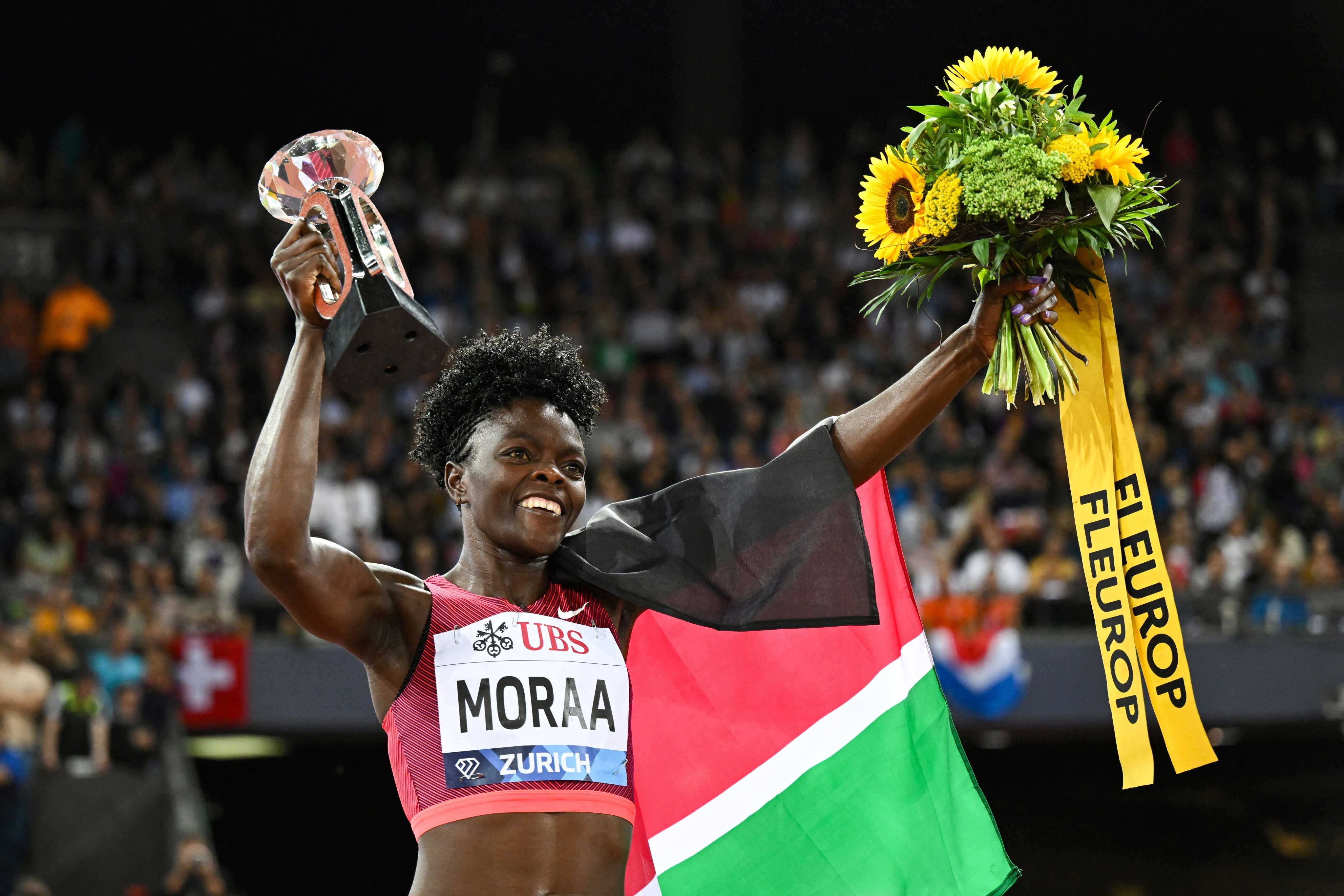 Moraa turns into cheerleader for ‘great friend’ Korir after winning Maiden Diamond League trophy