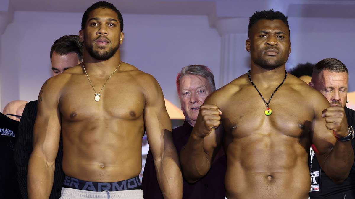 Ngannou more than 20lbs heavier than Anthony Joshua before predicting win at final weigh-in