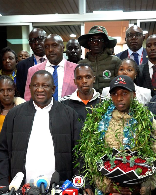 Standstill At JKIA As Triamphant Sawe Back Home To A Heroic Welcome, Vows To Break World Record Again